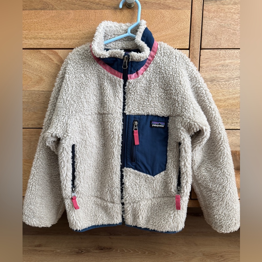 Patagonia Kids Retro-X Blue and Cream Fleece Jacket